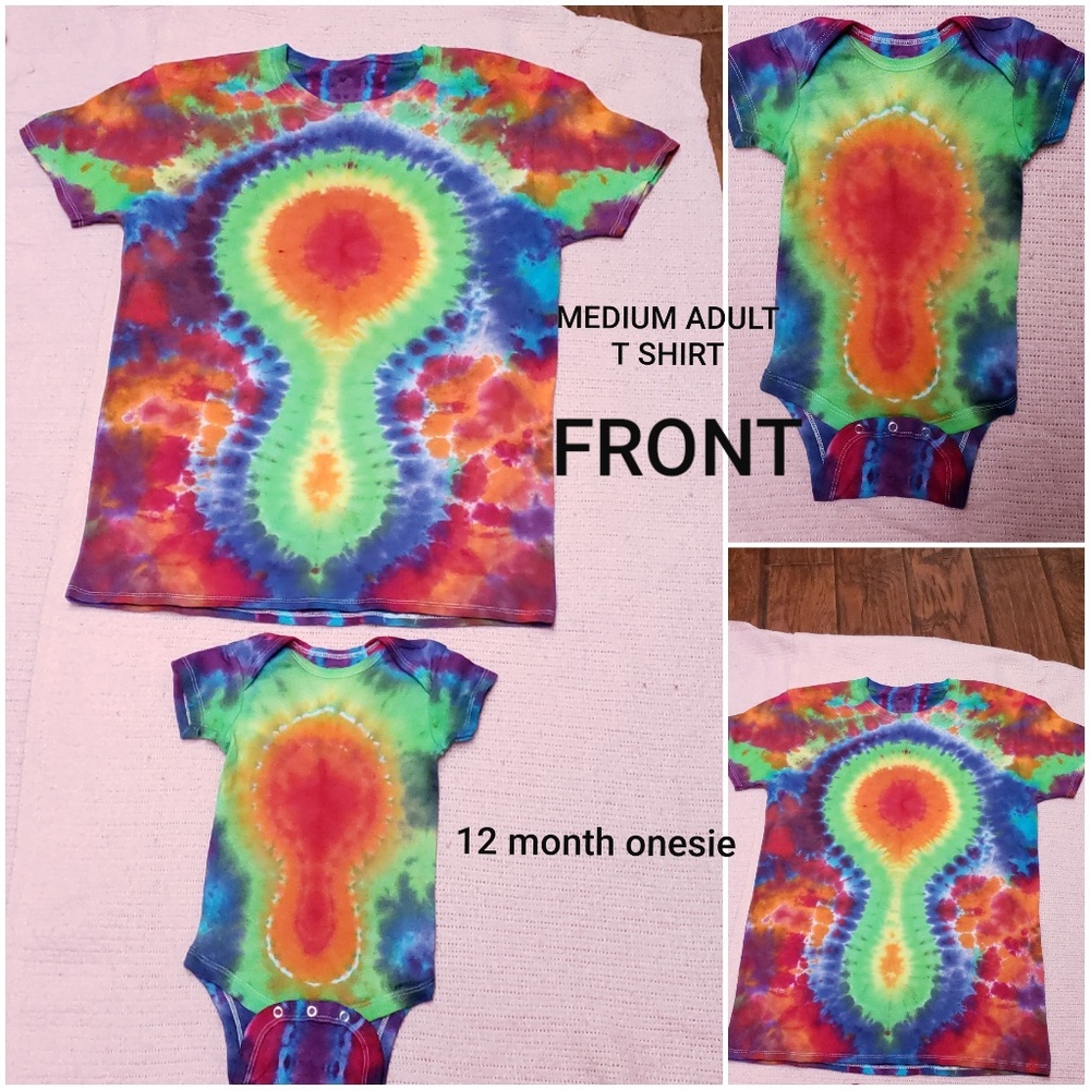 MOMMY AND ME, MEDIUM AND 12 MONTHS TIE DYE SET